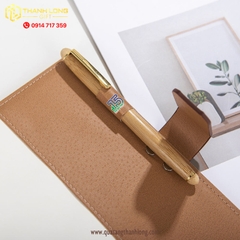 Bộ gift set Sổ da - bút bi - bình giữ nhiệt tre