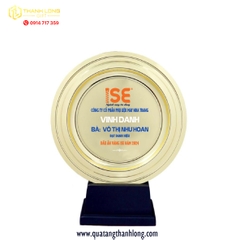 Bảng vinh danh đĩa tròn kim loại màu vàng