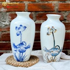 Bình Hoa Sứ họa tiết Hoa Sen và Hoa Sen Ánh Kim  - In logo theo yêu cầu