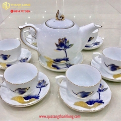 Bộ ấm chén sứ hoa văn Hoa Sen vàng