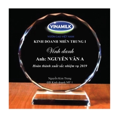 Cúp Pha Lê Vinh Danh Tròn 15cm