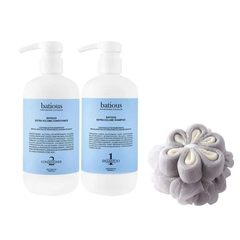 BATIOUS - set qà gội - xả 500ml (xanh)