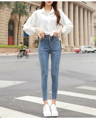 9 TẤC JEANS XANH NHẠT TRƠN 4209