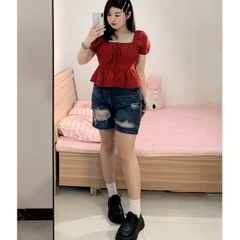 SHORT NGỐ XANH ĐẬM RÁCH 0096