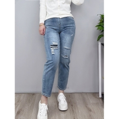 QUẦN 9 TẤC XANH NHẠT RÁCH VÁ 0109