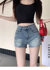 SHORT XANH NHẠT CO DÃN NƠ HỒNG 0125