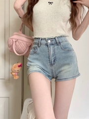 SHORT XANH NHẠT CO DÃN NƠ HỒNG 0125