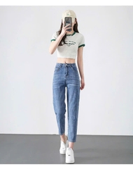 QUẦN 9 TẤC XANH ĐÁ PHOM BAGGY 0134