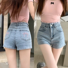 SHORT XANH NHẠT CO DÃN NƠ HỒNG 0138