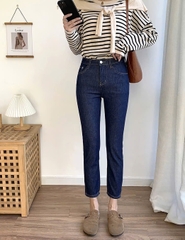 QUẦN JEANS 9 TẤC XANH ĐẬM TRƠN 0150
