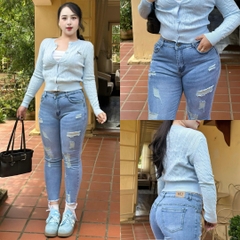 9 TẤC XANH NHẠT RÁCH 0086