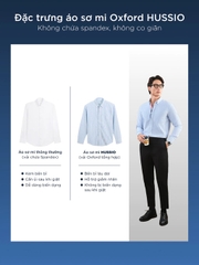 Áo sơ mi tay dài phối viền trụ nút PROFFLES vải Oxford xuất xịn, thoáng mát, đứng form - HUSSIO