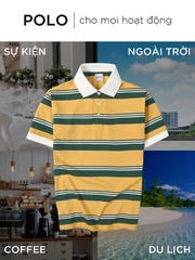 Áo polo nam ARISTO vải Cotton Single phối sọc ngang co dãn tốt, tôn dáng, che khuyết điểm