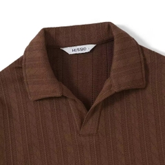 Áo polo nam KNIT cổ chữ V vải dệt kim co giãn tốt, thoáng mát, trẻ trung, năng động - HUSSIO
