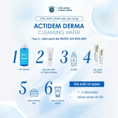 Tẩy trang không cay mắt Actidem Derma Cleansing Water cho da mụn, nhạy cảm 50/480/500ml
