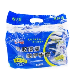 Găng tay bảo hộ phủ sơn chống dầu nhớt găng tay pu xanh N518 bám dính tốt bao tay lao động phủ cao su-Trang bị toàn diện
