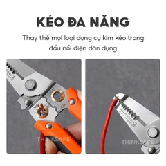 Kìm tuốt dây điện đa năng 9 trong 1 DCT01 dài 190mm dùng để cắt, tuốt, xoắn, bấm cos - Trang bị toàn diện