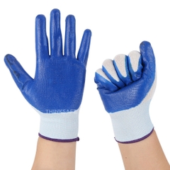 Combo 12 đôi găng tay bảo hộ phủ sơn màu xanh N518 chống dầu, Găng tay vải phủ sơn bám dính tốt - Trang bị toàn diện