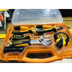 Bộ 25 dụng cụ cầm tay INGCO HKTH10258 gồm kìm, thước cuộn, đầu vít nhiều kích cỡ, hộp nhựa cao cấp - Trang bị toàn diện