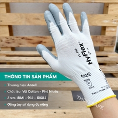 Găng tay đa dụng Hyflex 11-800 phủ Nitrile, ôm tay, chống dầu mỡ thao tác cơ khí dụng cụ đa năng