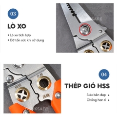 Kìm tuốt dây điện đa năng 9 trong 1 DCT01 dài 190mm dùng để cắt, tuốt, xoắn, bấm cos - Trang bị toàn diện