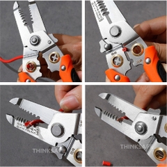 Kìm tuốt dây điện đa năng 9 trong 1 DCT01 dài 190mm dùng để cắt, tuốt, xoắn, bấm cos - Trang bị toàn diện