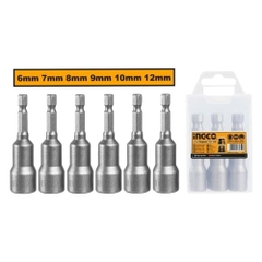 Đầu bắn tol đa năng INGCO AMN65061 6-12mm, lục giác 1/4", 65mm, chất liệu 50BV30, nam châm mạnh - Trang bị toàn diện