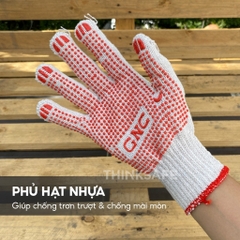 Găng tay bảo hộ phủ hạt nhựa 70g, Màu trắng, Tăng độ bám chống trơn trượt, thao tác linh hoạt - Trang bị toàn diện