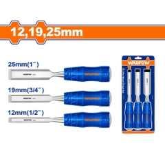 Bộ 3 đục gỗ Wadfow WWC2203 rộng 12mm 19mm 25mm dài 105mm dùng để đục điêu khắc gỗ dụng cụ cầm tay