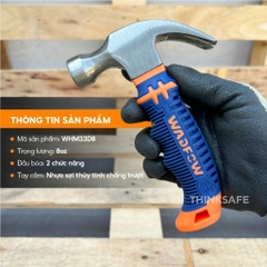 Búa nhổ đinh mini 220g Wadfow WHM33D8 đầu búa 8oz xử lý nhiệt, thép C45 tay cầm nhựa sợi thủy tinh