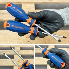 Bộ 2 tua vít dẹp và tua vít bake Wadfow WSS1302 thân tròn chất liệu thép crv cao cấp chính hãng