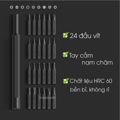 Bộ tua vít sửa điện thoại 24 chi tiết chất liệu thép s2, có từ tính Tô vít đa năng để sửa kính, laptop