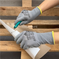 Găng tay lao động Deltaplus VE702PG phủ PU chống cắt chống dầu Bao tay lao động ôm tay thao tác - Trang bị toàn diện