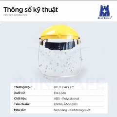 Nón bảo hộ có kính Blue Eagle che bảo vệ cả khuôn mặt, chống bụi, trong suốt, mài, đa dụng có kính - Trang bị toàn diện