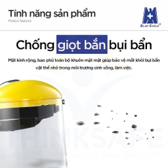 Nón bảo hộ có kính Blue Eagle che bảo vệ cả khuôn mặt, chống bụi, trong suốt, mài, đa dụng có kính - Trang bị toàn diện