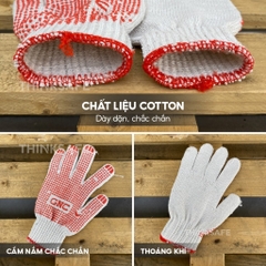 Găng tay bảo hộ phủ hạt nhựa 70g, Màu trắng, Tăng độ bám chống trơn trượt, thao tác linh hoạt - Trang bị toàn diện