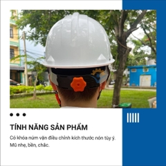 Nón bảo hộ lao động Bảo Bình N001, Bảo hộ chống va đập có núm vặn - Trang bị toàn diện