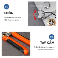 Kìm tuốt dây điện đa năng 9 trong 1 DCT01 dài 190mm dùng để cắt, tuốt, xoắn, bấm cos - Trang bị toàn diện