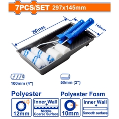 Bộ khay và con lăn sơn 7 trong 1 Wadfow WCB3H71 gồm khung lăn hình trụ vỏ lăn polyester khay sơn