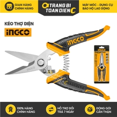 Kéo thợ điện 145mm INGCO, Kích thước 145mm, Chất liệu thép không gỉ, Độ dày lưỡi kéo 3.0mm - Trang bị toàn diện