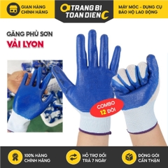 Combo 12 đôi găng tay bảo hộ phủ sơn màu xanh N518 chống dầu, Găng tay vải phủ sơn bám dính tốt - Trang bị toàn diện