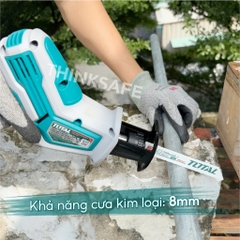 Máy cưa kiếm dùng pin 20V Total, Tốc độ không tải 0-3200rpm, Máy cưa gỗ 65mm và cưa sắt 8mm