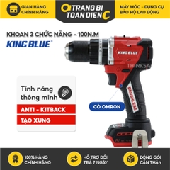 Máy khoan pin 3 chức năng 18V Kingblue KM18QD lực siết 100nm đầu kẹp 16mm, chân pin phổ thông, chưa kèm pin sạc
