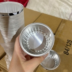 set 10 khay giấy bạc tròn hoạ tiết 8cm. chén giấy bạc nướng bánh. làm đĩa chấm du lịch