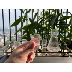 ( 6 LY RƯỢU 5024 ) set 6 ly uống rượu thủy tinh có vân sọc 20ml sang trọng tinh tế