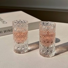 Set 6 ly rượu thủy tinh hình trụ 20ml họa tiết sang trọng,