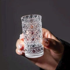 Set 6 ly rượu thủy tinh hình trụ 20ml họa tiết sang trọng,