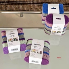 set 3 miếng rửa chén esponjas 002, miếng bọt biển cọ rửa chén, bát, xoong nồi tiện lợi mẫu mới