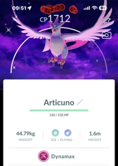 Shiny Dynamax Articuno with Dark Skies background