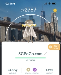 Shiny Nihilego with New York background (Go Fest 2024)